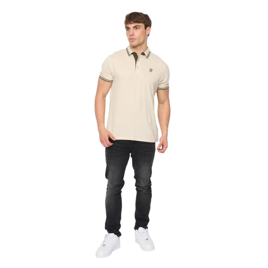 Crosshatch Heren Mackerby Polo Shirt (Off White) - Image 4