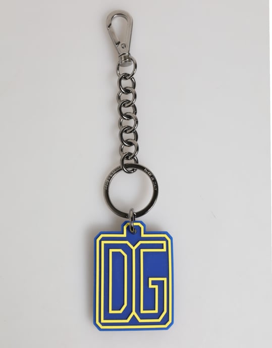 Blå Gul DG Gummilogotyp Silver Män Nyckelring Nyckelring - Image 1