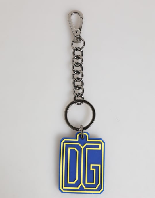 Blå Gul DG Gummilogotyp Silver Män Nyckelring Nyckelring - Image 4