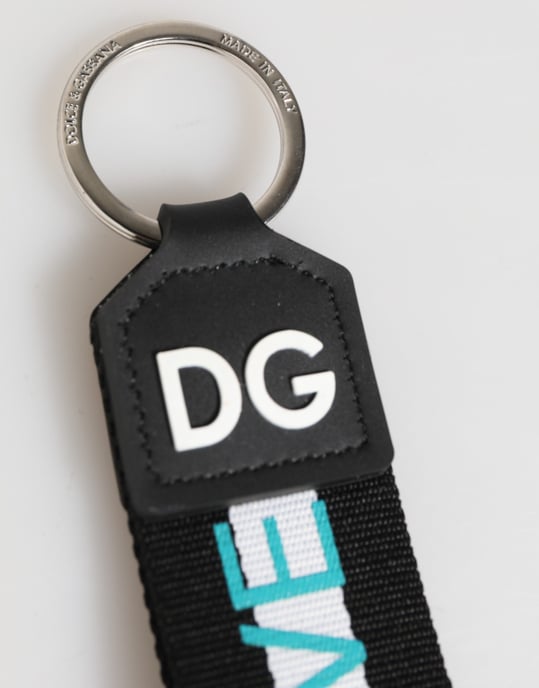 Flerfärgad logotyp i polyester med mässingshållare nyckelring - Image 2