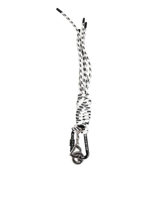Black White Polyester Tape String DG Logo Keychain Keyring - Image 1