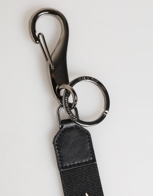 Black White Polyester DG Logo Silver Men Keychain Keyring - Image 3