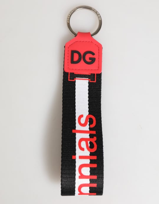 Röd Vit DG Logotyp Polyester Messing Hållare Nyckelring Nyckelband - Image 1