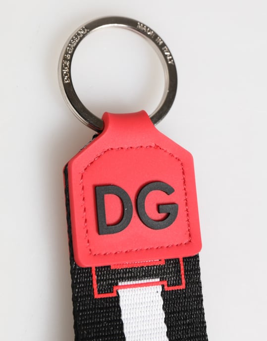 Red White DG Logo Polyester Brass Holder Keychain Keyring - Image 2