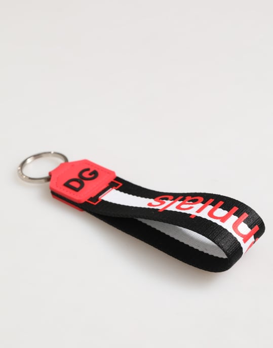 Red White DG Logo Polyester Brass Holder Keychain Keyring - Image 3