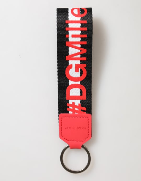 Red White DG Logo Polyester Brass Holder Keychain Keyring - Image 4