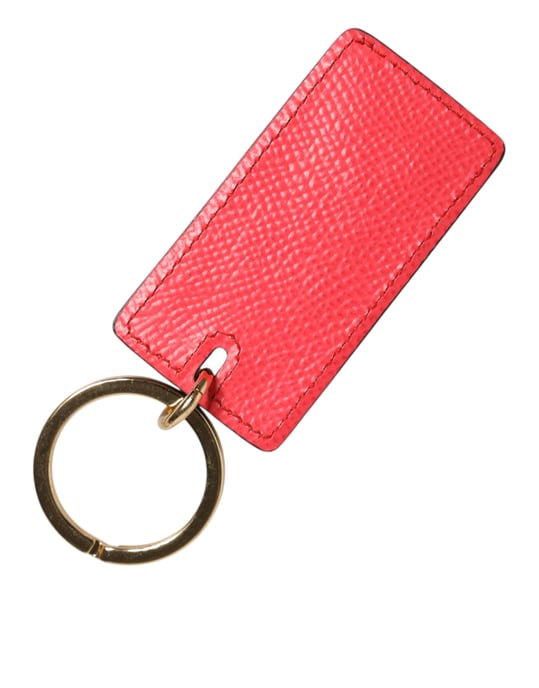 Red Calf Leather Logo Metal Ring Men Keychain Keyring - Image 2