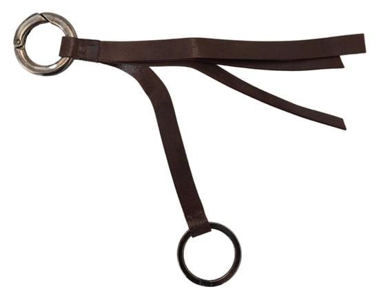 Brun läder nyckelring med silverfärgad metall - Image 2