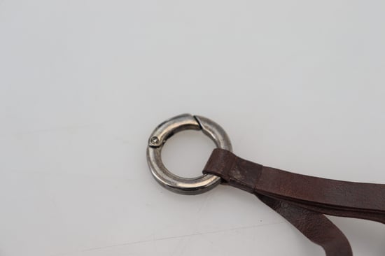 Brun läder nyckelring med silverfärgad metall - Image 3