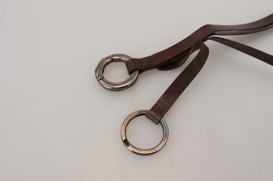 Brun läder nyckelring med silverfärgad metall - Image 4