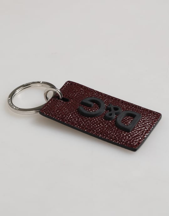 Dolce & Gabbana Dark Brown Leather Logo Metal Ring Men Keychain Keyring - Image 3