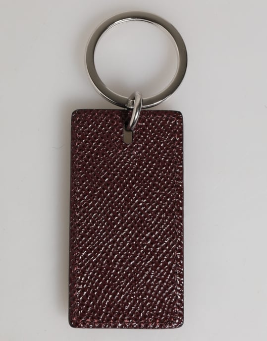 Dolce & Gabbana Dark Brown Leather Logo Metal Ring Men Keychain Keyring - Image 5