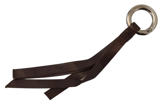 Brun läder nyckelring med silverfärgad metall - Image 2
