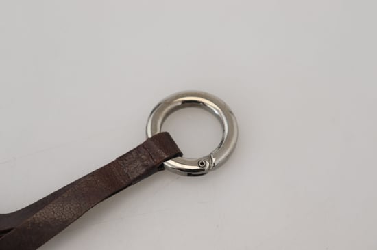 Brun läder nyckelring med silverfärgad metall - Image 3