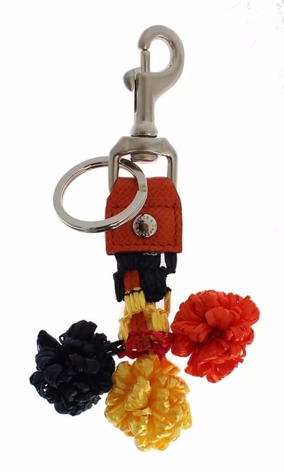 Rode Gele Raffia Leren Sluiting Vinder Sleutelhanger Sleutelring - Image 2