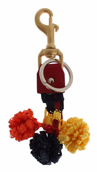 Dolce & Gabbana Gold Yellow Raffia Leather Clasp Finder Chain Keyring - Image 2