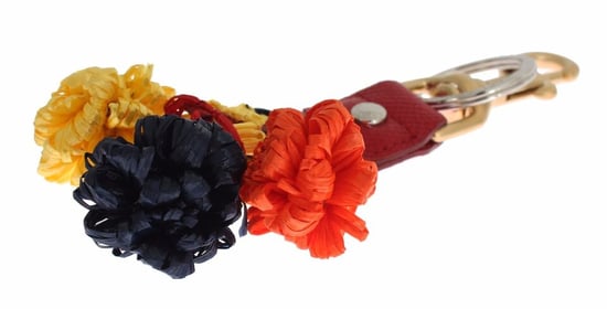 Dolce & Gabbana Gold Yellow Raffia Leather Clasp Finder Chain Keyring - Image 3