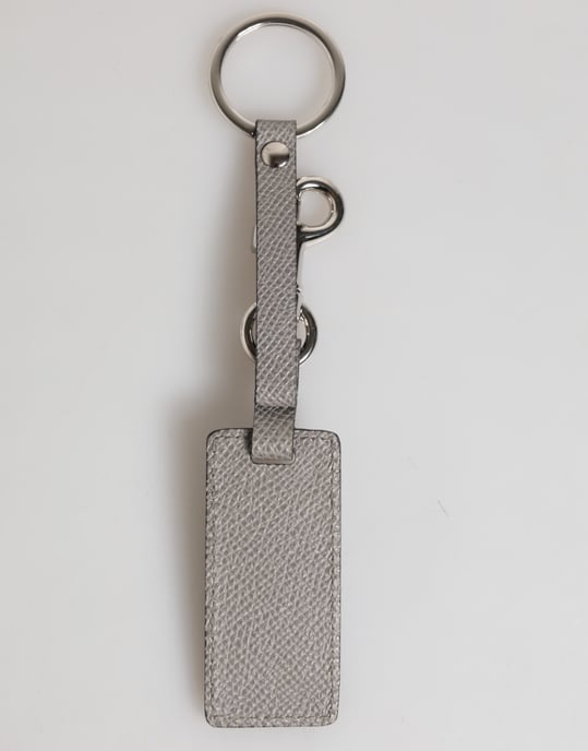 Grå läderlogotyp metallring nyckelring hållare för män - Image 5