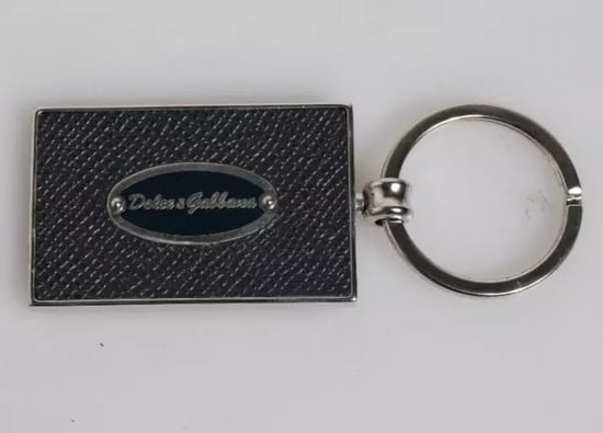 Dolce & Gabbana Zwart leren logo metalen ring sleutelhanger sleutelring - Image 4