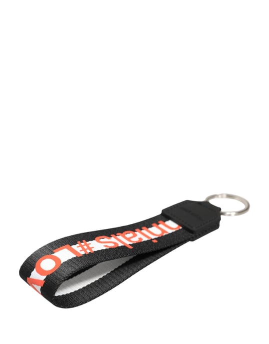 Black Logo Polyester Silver Brass Holder Keychain Keyring - Image 2