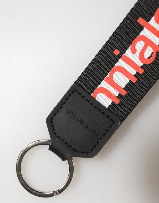 Black Logo Polyester Silver Brass Holder Keychain Keyring - Image 4