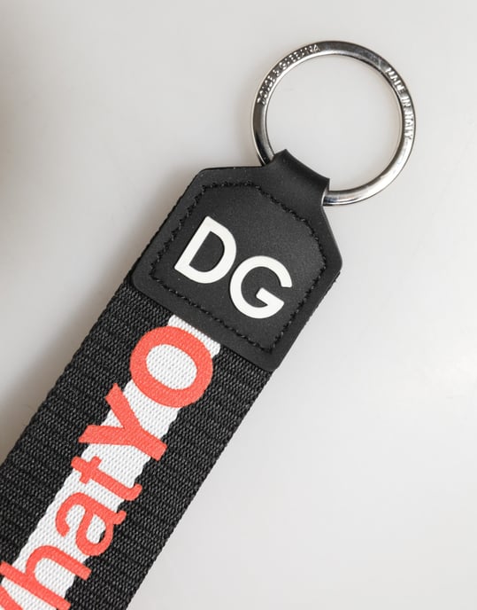 Black Logo Polyester Silver Brass Holder Keychain Keyring - Image 5