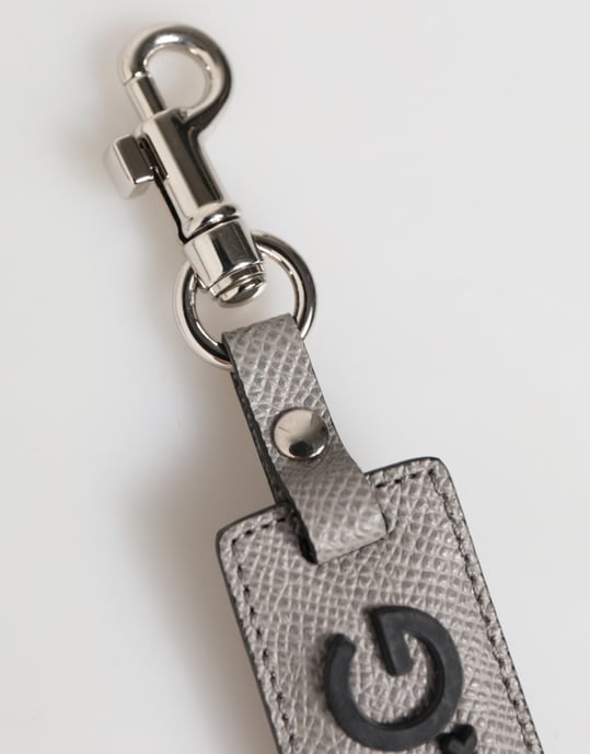 Grå läderlogotyp metallring nyckelring hållare för män - Image 4