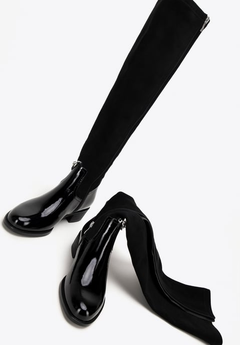 Wittchen Dames Leren Laarzen met Ketting, Zwart, Natuurlijk Leer - Image 6