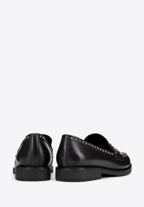 Wittchen Dames Leren Loafers met Decoratieve Klinknagels Zwart Natuurlijk Leer - Image 3