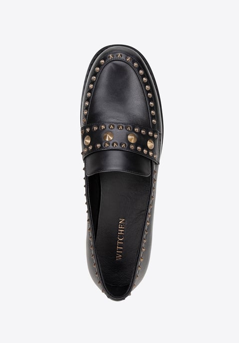 Wittchen Dames Leren Loafers met Decoratieve Klinknagels Zwart Natuurlijk Leer - Image 4