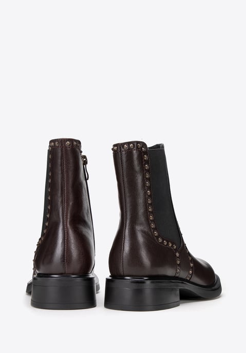 Wittchen Dames Leren Chelsea Boots met Decoratieve Klinknagels Bruin Natuurlijk Leer - Image 3