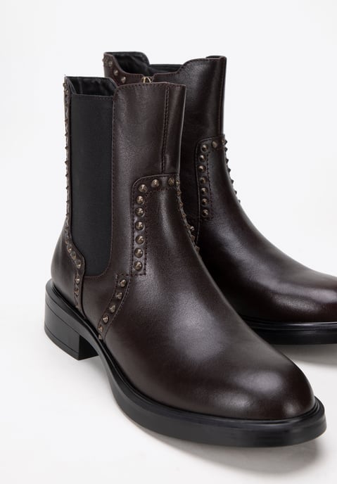 Wittchen Dames Leren Chelsea Boots met Decoratieve Klinknagels Bruin Natuurlijk Leer - Image 5