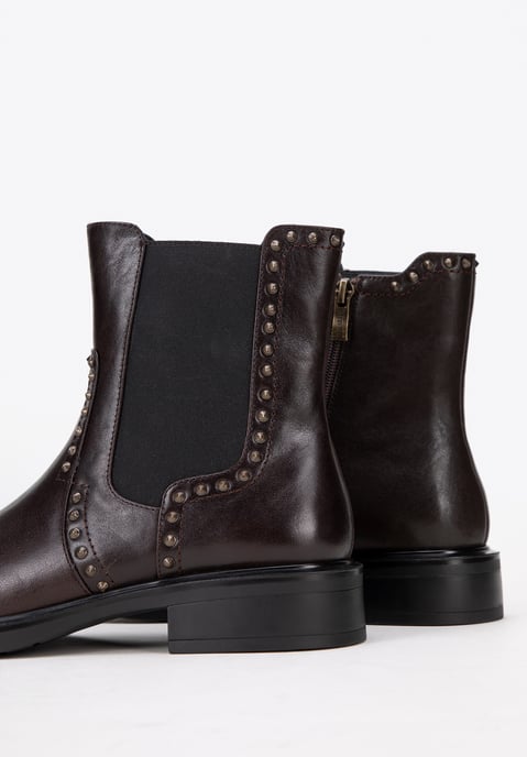Wittchen Dames Leren Chelsea Boots met Decoratieve Klinknagels Bruin Natuurlijk Leer - Image 6