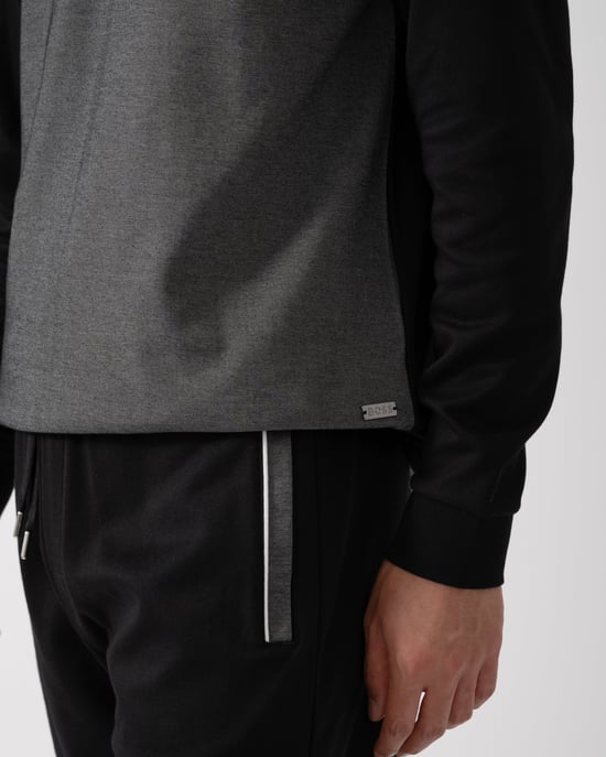 50545583 Loungewear Tracksuit 1/4 Zip Jacket 1/4 Zip Tracksuit in Black - Image 4