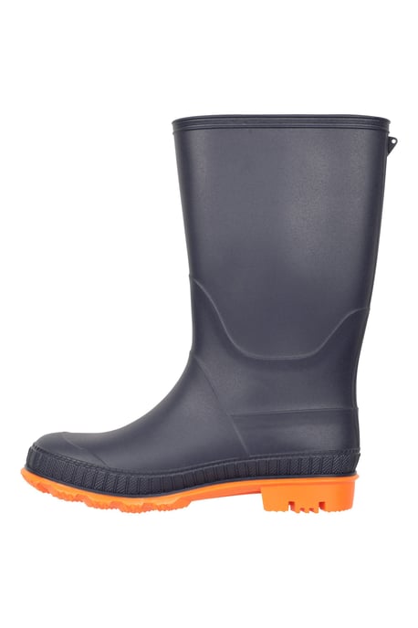 Kids Plain Wellies PVC Outer Deep Lugs Waterproof Outdoors Rain Boots Orange - Image 4