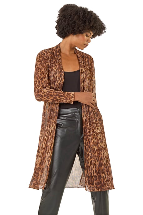 Metallic Animal Print Plisse Kimono - Image 1