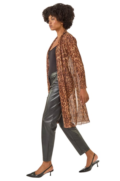 Metallic Animal Print Plisse Kimono - Image 2