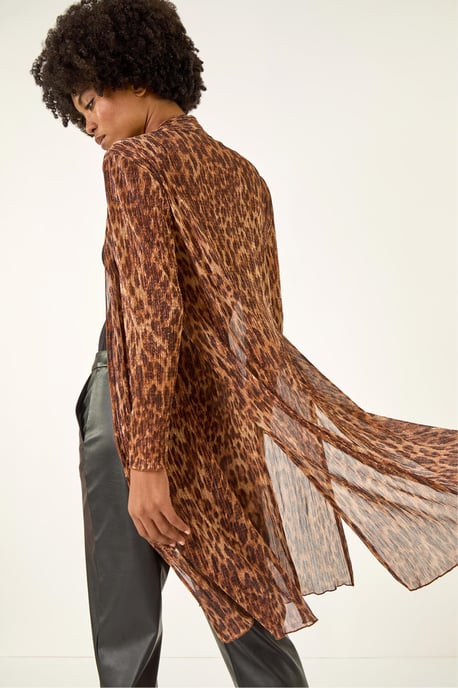 Metallic Animal Print Plisse Kimono - Image 3