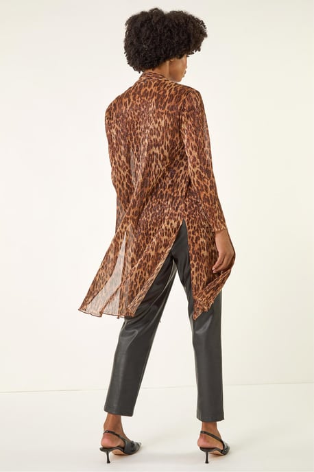 Metallic Animal Print Plisse Kimono - Image 4