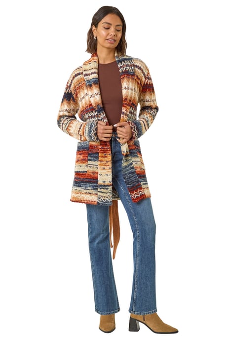 Jacquard Knit Belted Cardigan - Image 2