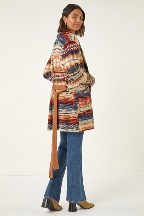 Jacquard Knit Belted Cardigan - Image 4