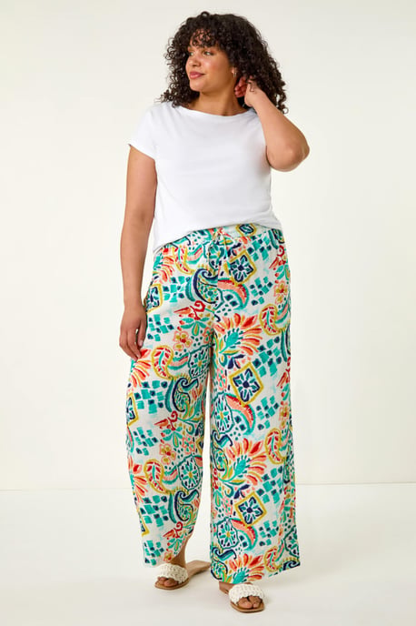 Curve Abstract Print Trousers - Image 2