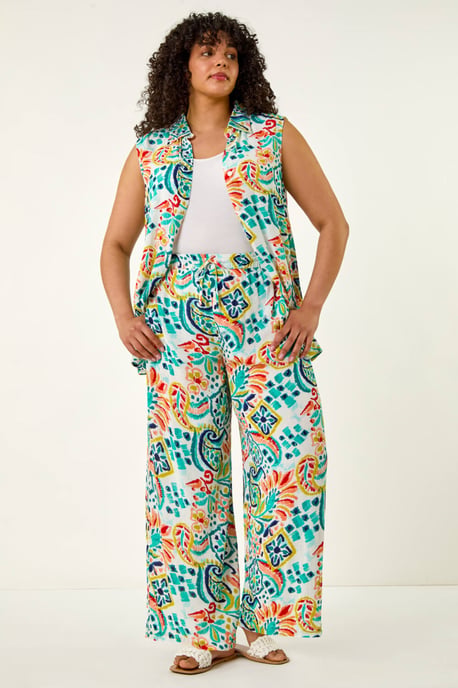 Curve Abstract Print Trousers - Image 3