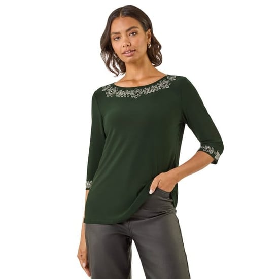 Embellished Stretch Tunic Top - Image 1