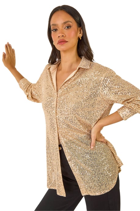 Sequin Button Through Blouse - Image 1