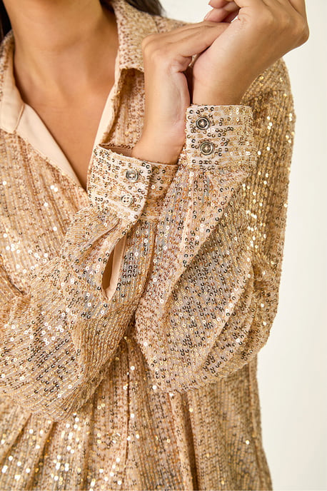 Sequin Button Through Blouse - Image 4