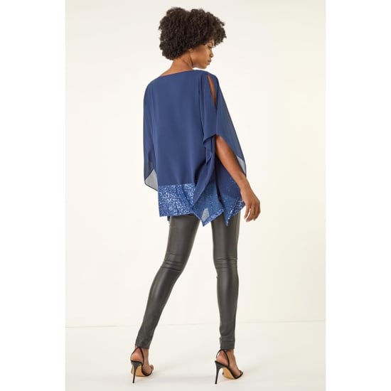 Sequin Hem Contrast Tunic Top - Image 3