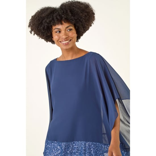 Sequin Hem Contrast Tunic Top - Image 4