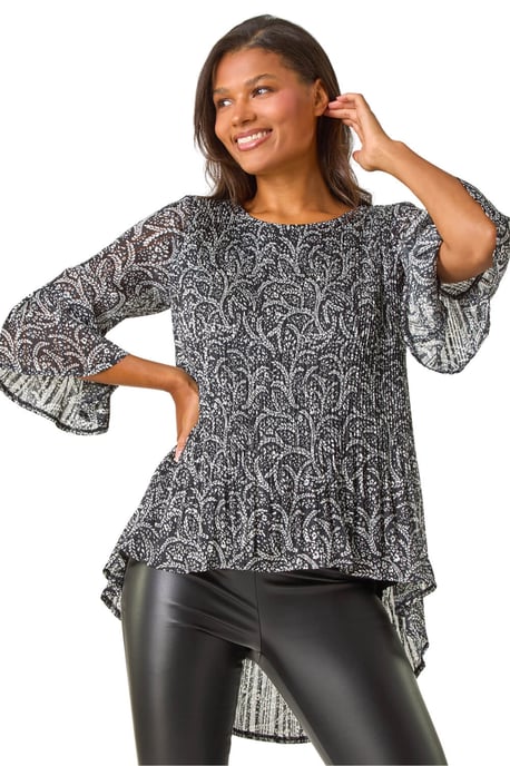 Floral Print Pleated Tunic - Image 1