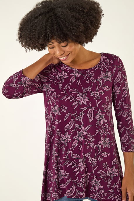 Floral Hanky Hem Tunic Top - Image 2